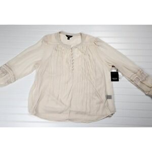 NWT Simply Vera‎ Vera Wang Women's XL Cream Pleated Lace Sleeve Blouse